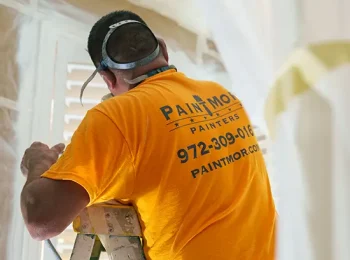 PaintMor crew protecting surfaces before interior painting