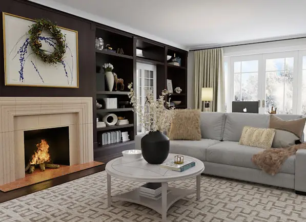 freshly painted family room dark color walls light color furniture