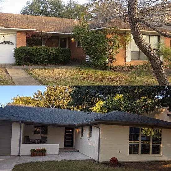 PintMor Painters professional exterior painting before and after house painting in North Dallas.